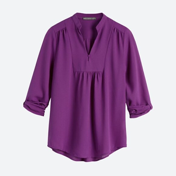 Brixon Ivy Split Neck Blouse Purple Size M NWOT - Picture 1 of 3